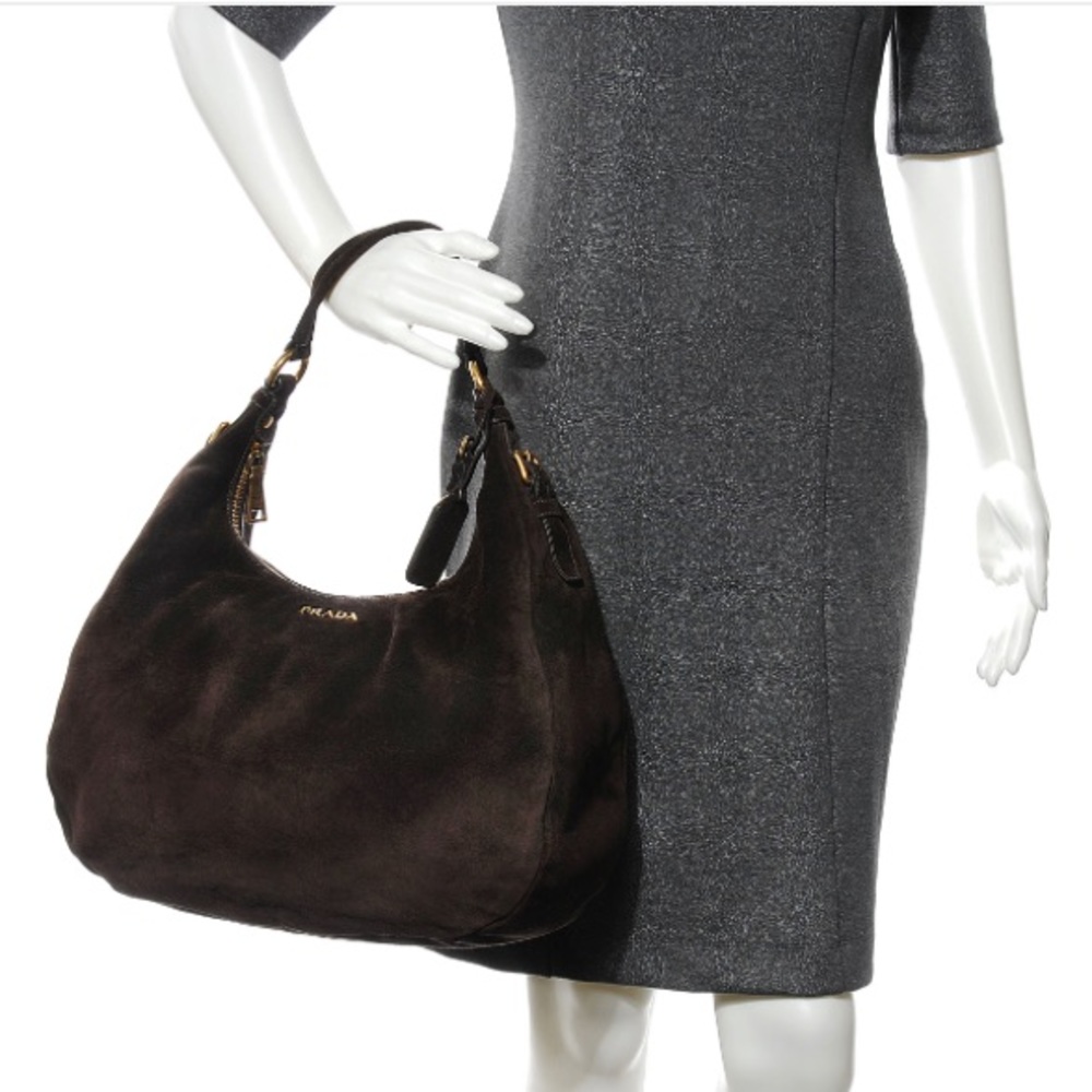 💫SALE💫Prada Brown Suede Hobo Bag